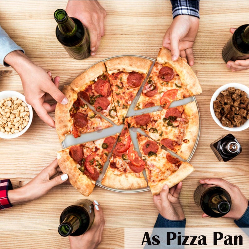 P&P CHEF 10 Inch Pizza Pan, 3 Pieces Stainless Steel Round Pizza Tray Dish Plate For Oven Baking Roasting, Healthy & Heavy Duty, Rust Free & Dishwasher Safe -Silver - Image 5
